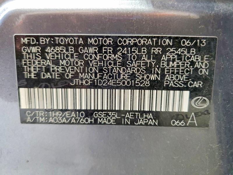 60963096 :رقم المزاد ، JTHCF1D24E5001528 vin ، 2014 Lexus Is مزاد بيع