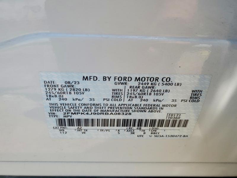 2024 Ford Edge მანქანა იყიდება აუქციონზე, vin: 2FMPK4J90RBA08328, აუქციონის ნომერი: 60237936