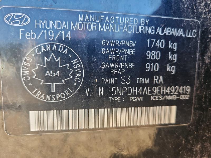 Продаж на аукціоні авто 2014 Hyundai Elantra, vin: 5NPDH4AE9EH492419, номер лоту: 61238796