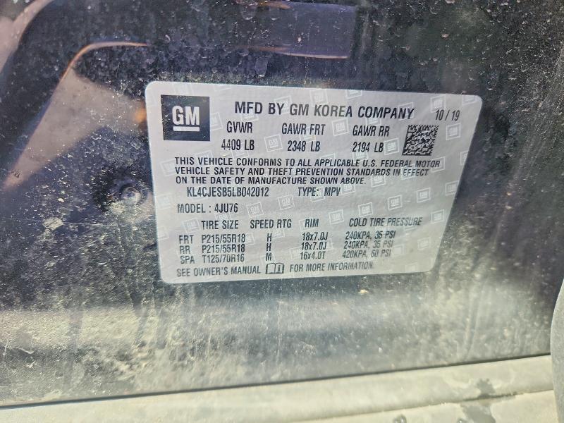 61125806 :رقم المزاد ، KL4CJESB5LB042012 vin ، 2020 Buick Encore مزاد بيع