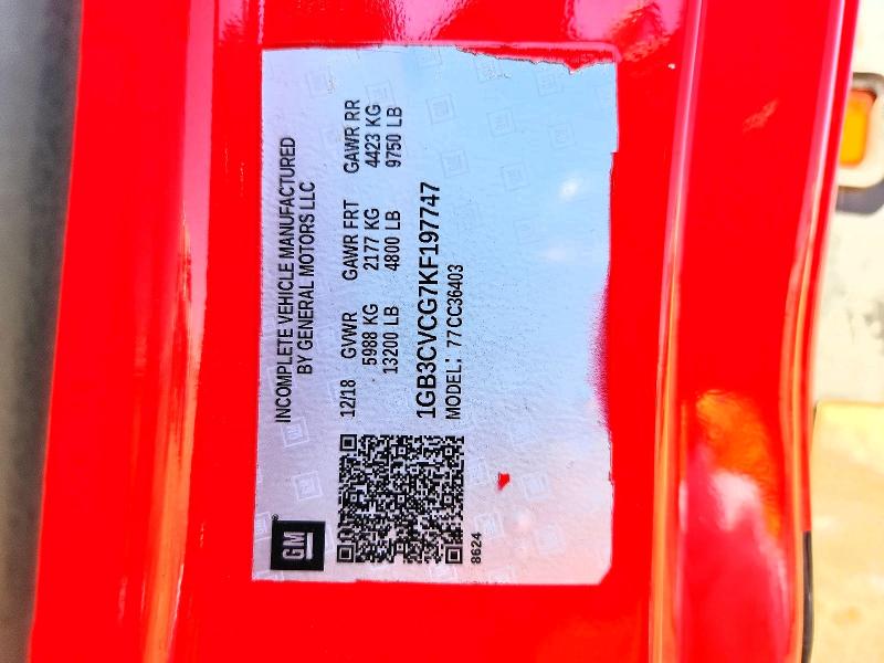 2019 Chevrolet Silverado მანქანა იყიდება აუქციონზე, vin: 1GB3CVCG7KF197747, აუქციონის ნომერი: 60708456
