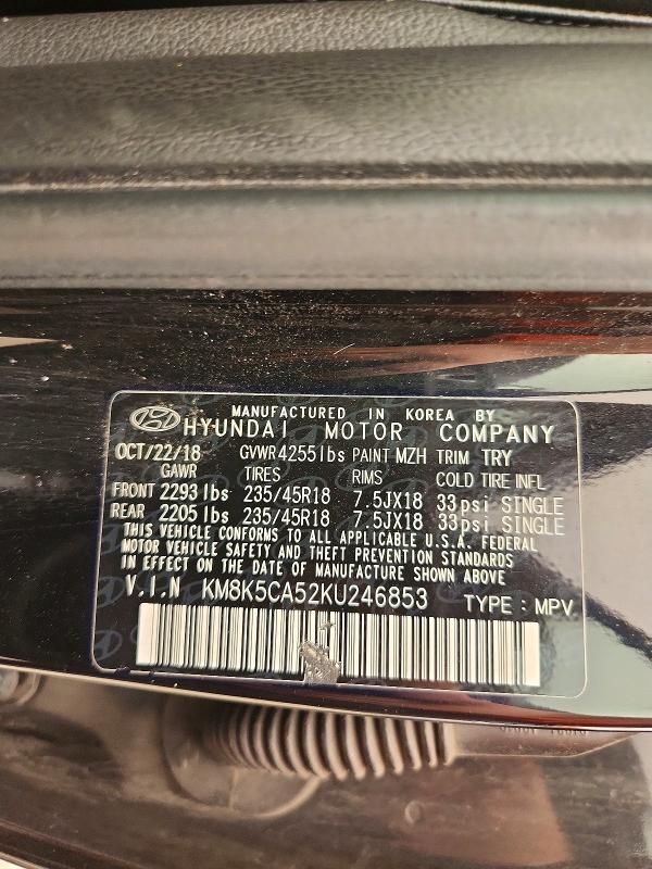 61473856 :رقم المزاد ، KM8K5CA52KU246853 vin ، 2019 Hyundai Kona مزاد بيع