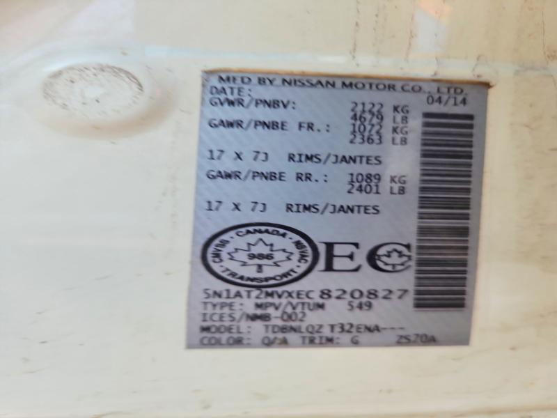 Aukcja sprzedaży 2014 Nissan Rogue, vin: 5N1AT2MVXEC820827, numer aukcji: 59610706