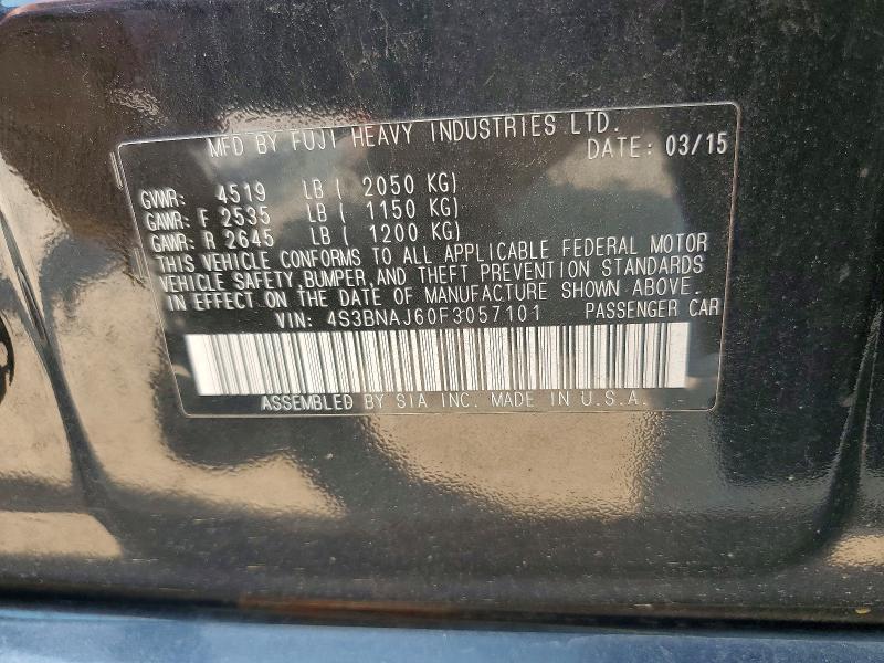 2015 Subaru Legacy მანქანა იყიდება აუქციონზე, vin: 4S3BNAJ60F3057101, აუქციონის ნომერი: 61025026