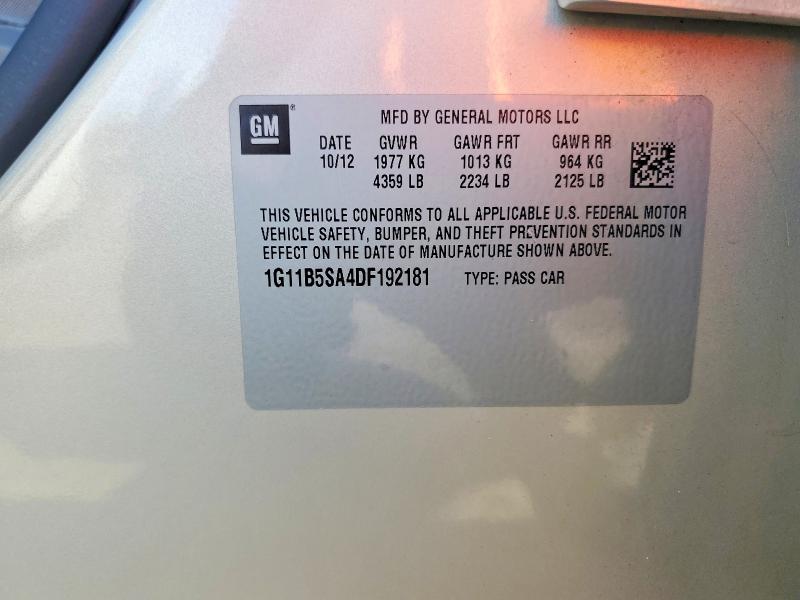 Продажа на аукционе авто 2013 Chevrolet Malibu, vin: 1G11B5SA4DF192181, номер лота: 59286536