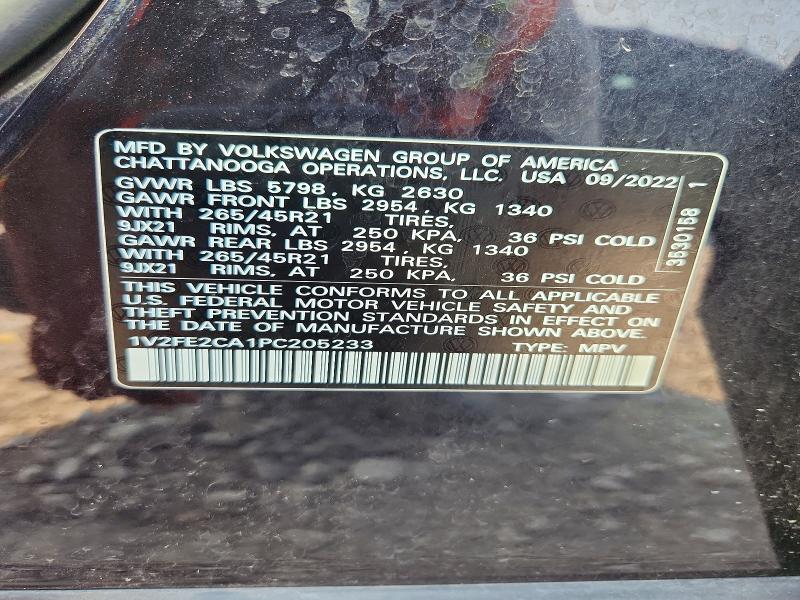60074186 :رقم المزاد ، 1V2FE2CA1PC205233 vin ، 2023 Volkswagen Atlas Cross Sport مزاد بيع