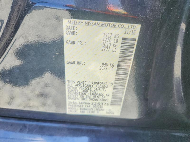 59375376 :رقم المزاد ، 1N4AL3AP9HN326926 vin ، 2017 Nissan Altima مزاد بيع