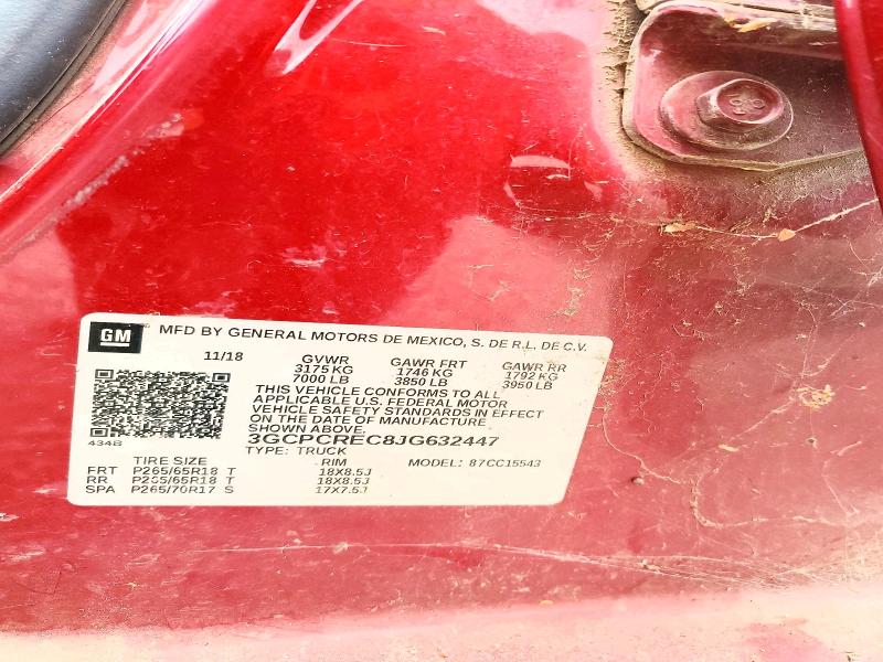 Aukcja sprzedaży 2018 Chevrolet Silverado, vin: 3GCPCREC8JG632447, numer aukcji: 62317136