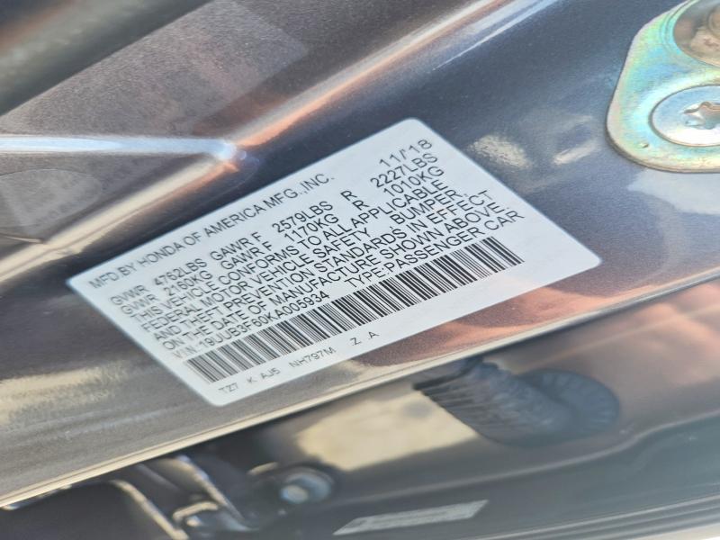 61562536 :رقم المزاد ، 19UUB3F60KA005934 vin ، 2019 Acura Tlx مزاد بيع