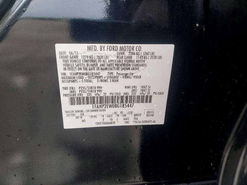 Продаж на аукціоні авто 2011 Ford Taurus, vin: 1FAHP2EW0BG185447, номер лоту: 59262026