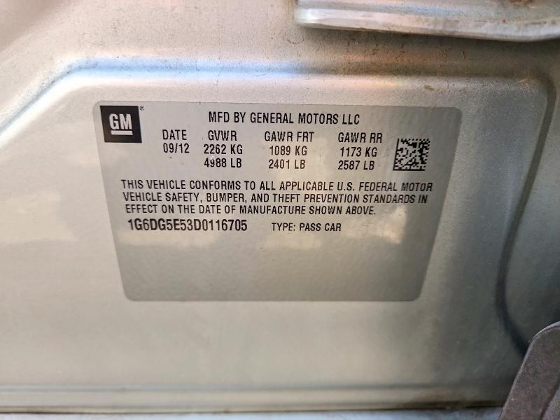 2013 Cadillac Cts მანქანა იყიდება აუქციონზე, vin: 1G6DG5E53D0116705, აუქციონის ნომერი: 63010706