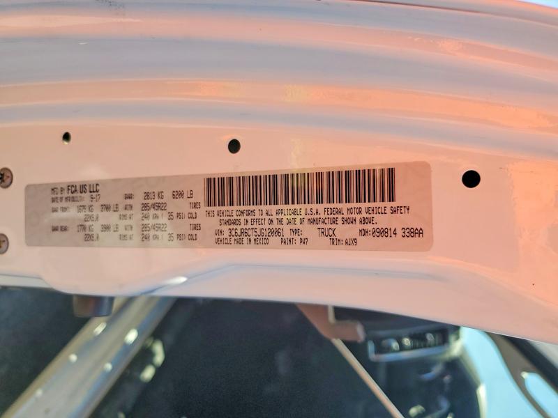 Продаж на аукціоні авто 2018 Ram 1500, vin: 3C6JR6CT5JG120061, номер лоту: 58764066