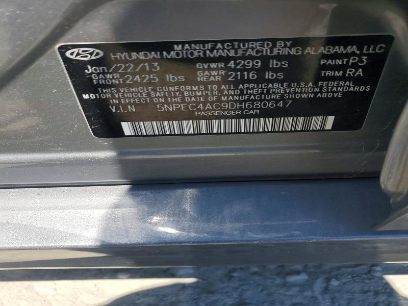 2013 Hyundai Sonata მანქანა იყიდება აუქციონზე, vin: 5NPEC4AC9DH680647, აუქციონის ნომერი: 62355136