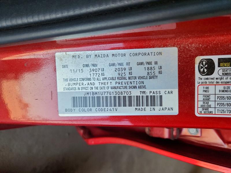 2016 Mazda 3 მანქანა იყიდება აუქციონზე, vin: JM1BM1U77G1308703, აუქციონის ნომერი: 59693146