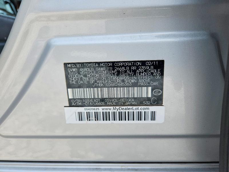 Продажа на аукционе авто 2011 Lexus Es, vin: JTHBK1EG6B2445363, номер лота: 62596946