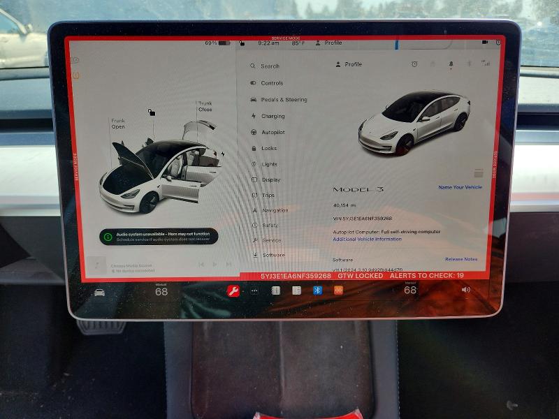 Aukcja sprzedaży 2022 Tesla Model 3, vin: 5YJ3E1EA6NF359268, numer aukcji: 61058576