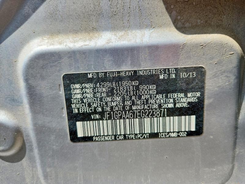 2014 Subaru Impreza მანქანა იყიდება აუქციონზე, vin: JF1GPAA67EG223871, აუქციონის ნომერი: 61475686