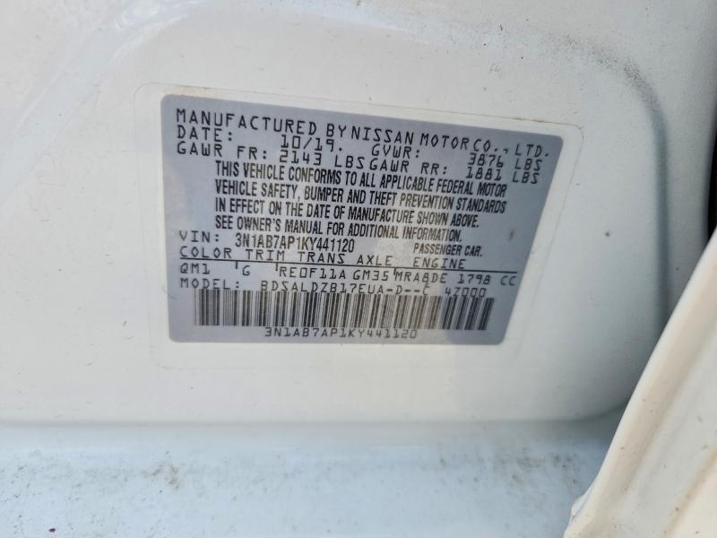Продаж на аукціоні авто 2019 Nissan Sentra, vin: 3N1AB7AP1KY441120, номер лоту: 62158206
