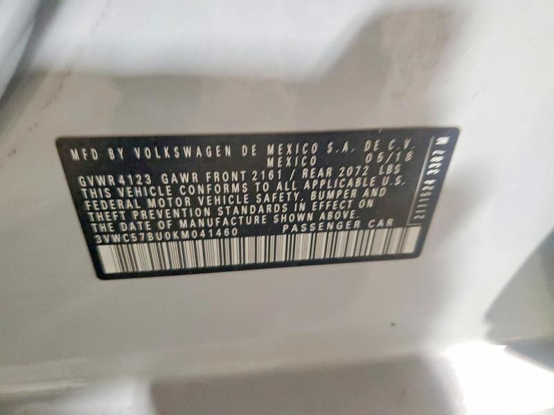 Продажа на аукционе авто 2019 Volkswagen Jetta, vin: 3VWC57BU0KM041460, номер лота: 59386946
