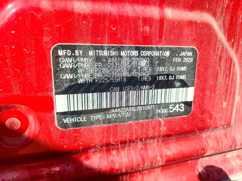 Продаж на аукціоні авто 2020 Mitsubishi Outlander, vin: JA4AZ2A34LZ610671, номер лоту: 61217556