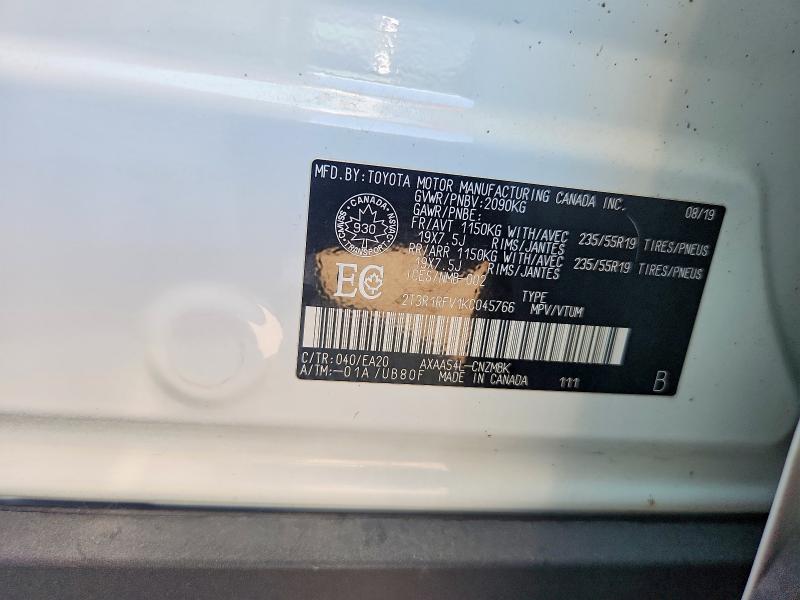 2019 Toyota Rav4 მანქანა იყიდება აუქციონზე, vin: 2T3R1RFV1KC045766, აუქციონის ნომერი: 60217276