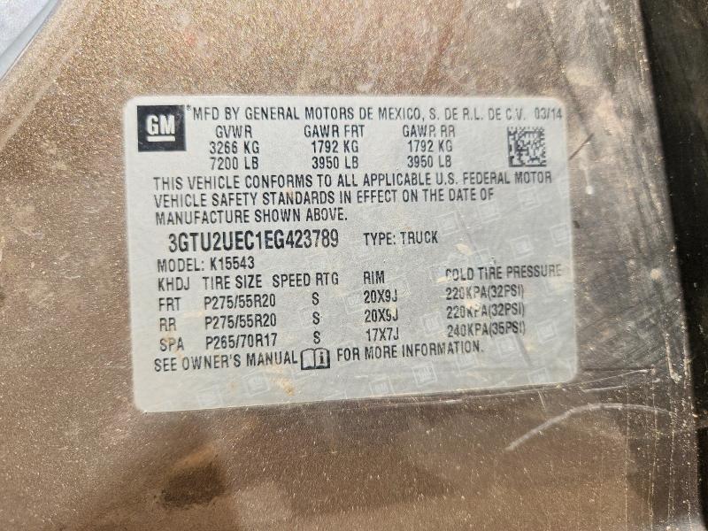 Aukcja sprzedaży 2014 Gmc Sierra, vin: 3GTU2UEC1EG423789, numer aukcji: 59793756