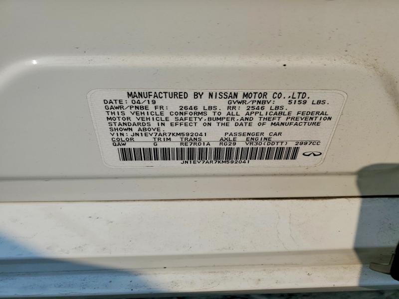 61169766 :رقم المزاد ، JN1EV7AR7KM592041 vin ، 2019 Infiniti Q50 مزاد بيع