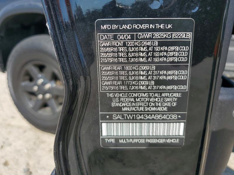 Aukcja sprzedaży 2004 Land Rover Discovery Ii, vin: SALTW19434A864038, numer aukcji: 61293686
