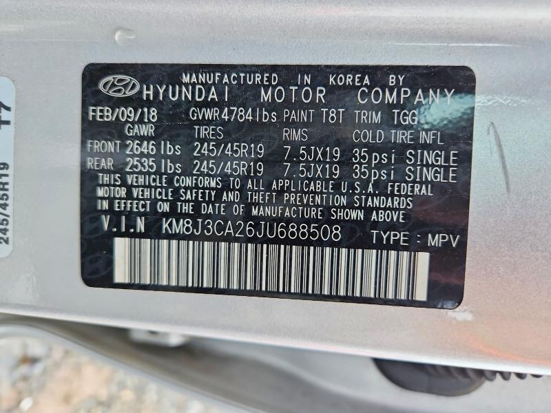 Aukcja sprzedaży 2018 Hyundai Tucson, vin: KM8J3CA26JU688508, numer aukcji: 58677386