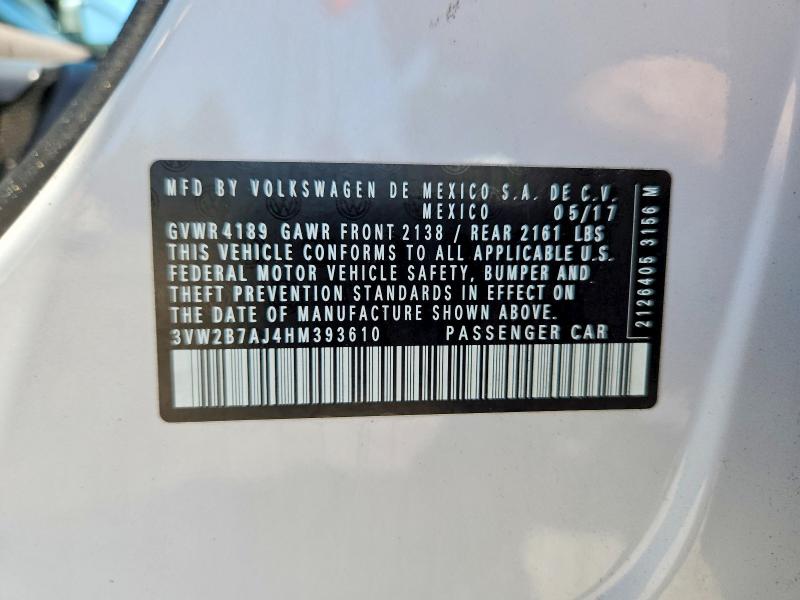 Продаж на аукціоні авто 2017 Volkswagen Jetta, vin: 3VW2B7AJ4HM393610, номер лоту: 59661036