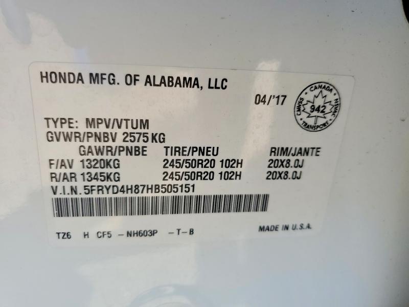 Продаж на аукціоні авто 2017 Acura Mdx, vin: 5FRYD4H87HB505151, номер лоту: 62046136