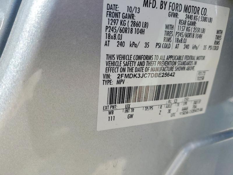 Продаж на аукціоні авто 2013 Ford Edge, vin: 2FMDK3JC7DBE25642, номер лоту: 61049656