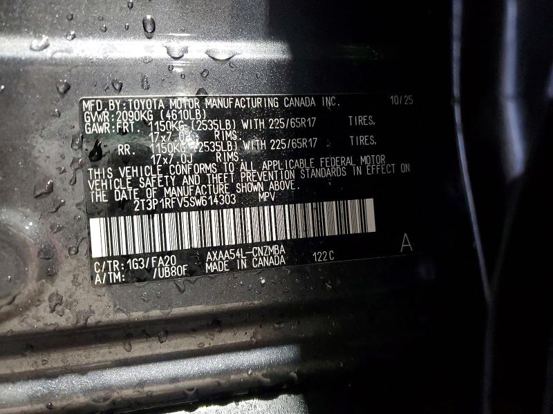 2025 Toyota Rav4 მანქანა იყიდება აუქციონზე, vin: 2T3P1RFV5SW614303, აუქციონის ნომერი: 60280046