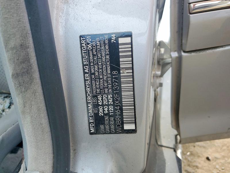 2002 Mercedes-benz C მანქანა იყიდება აუქციონზე, vin: WDBRH64JX2F139718, აუქციონის ნომერი: 60247446