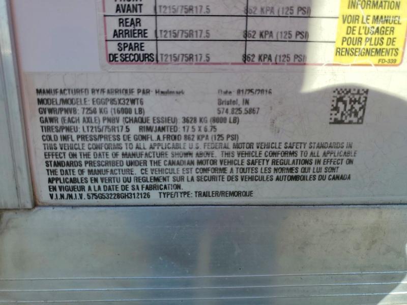 Aukcja sprzedaży 2016 Haulmark Unknown, vin: 575G53228GH312126, numer aukcji: 59149846