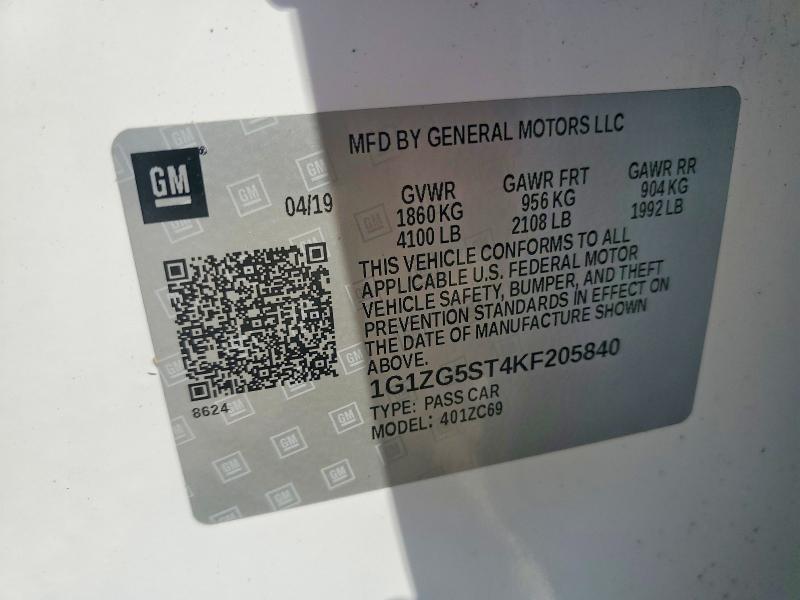 62952406 :رقم المزاد ، 1G1ZG5ST4KF205840 vin ، 2019 Chevrolet Malibu مزاد بيع