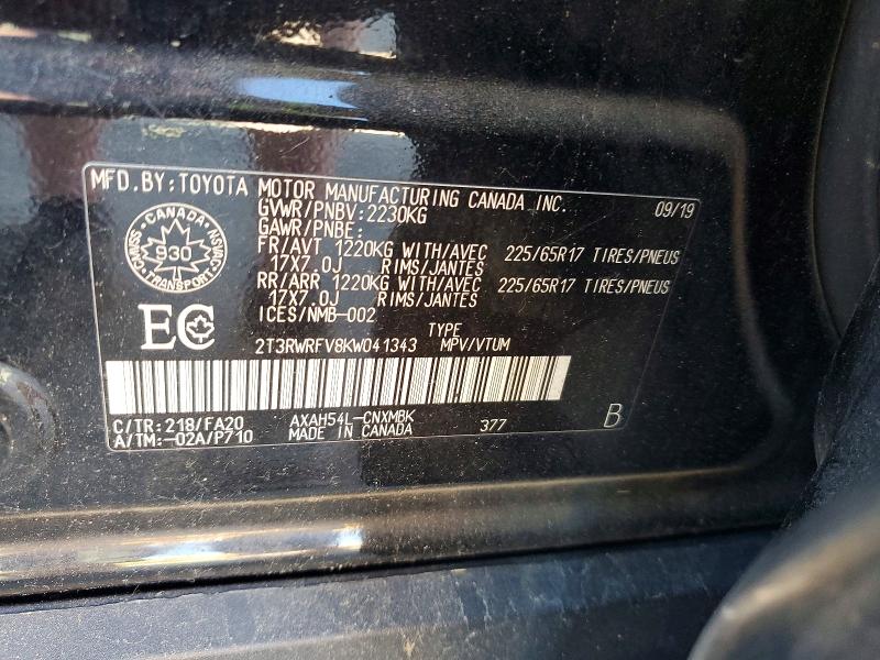Продаж на аукціоні авто 2019 Toyota Rav4 Hybrid, vin: 2T3RWRFV8KW041343, номер лоту: 61184816