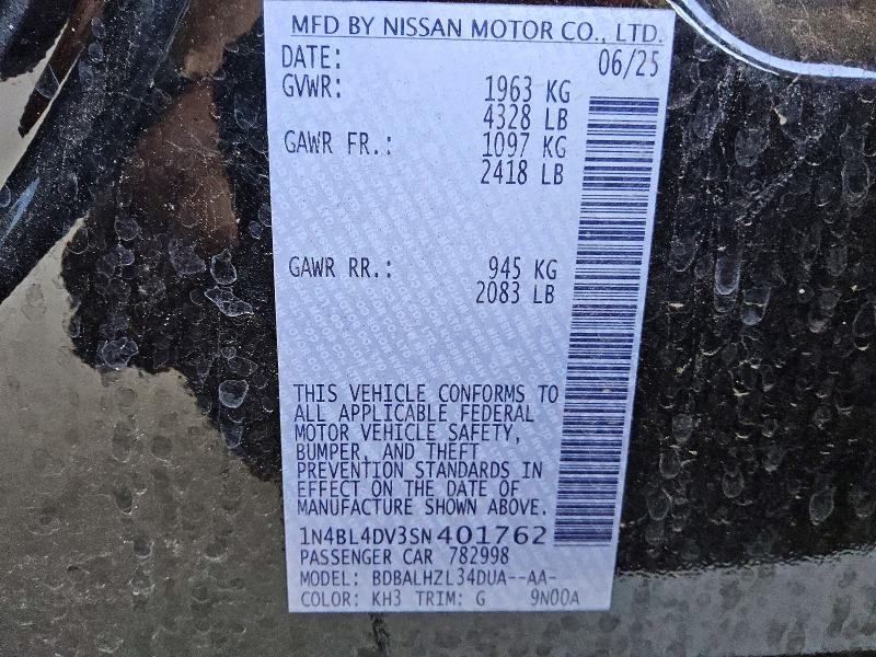 Продажа на аукционе авто 2025 Nissan Altima, vin: 1N4BL4DV3SN401762, номер лота: 63429256