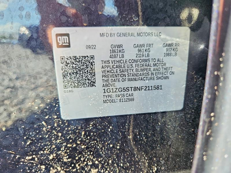 2022 Chevrolet Malibu მანქანა იყიდება აუქციონზე, vin: 1G1ZG5ST8NF211581, აუქციონის ნომერი: 59330946