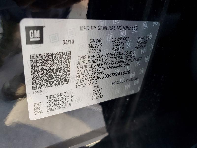 Aukcja sprzedaży 2019 Cadillac Escalade, vin: 1GYS4JKJXKR341648, numer aukcji: 57964666