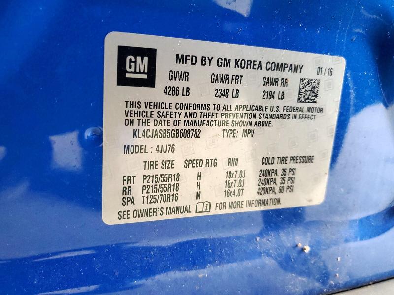Aukcja sprzedaży 2016 Buick Encore, vin: KL4CJASB5GB608782, numer aukcji: 60353676
