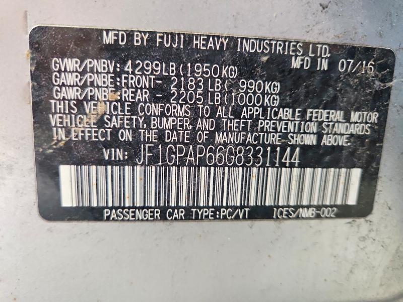 Продажа на аукционе авто 2016 Subaru Impreza, vin: JF1GPAP66G8331144, номер лота: 62389246