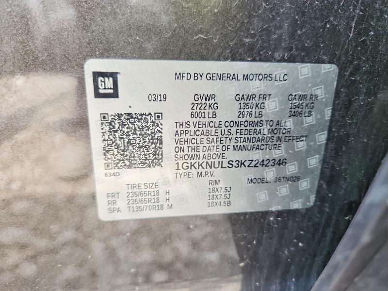 Продаж на аукціоні авто 2019 Gmc Acadia, vin: 1GKKNULS3KZ242346, номер лоту: 62094276
