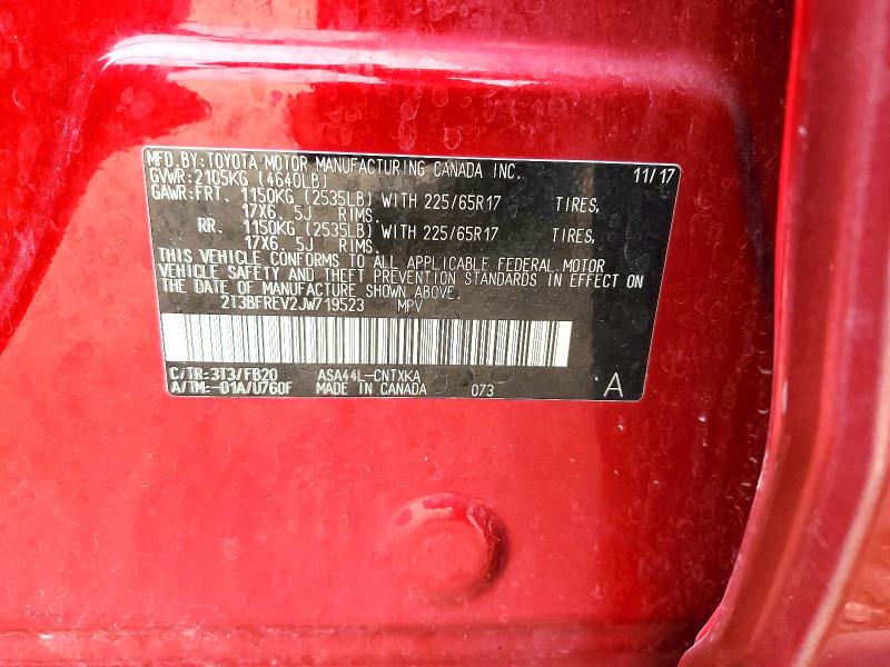 2018 Toyota Rav4 მანქანა იყიდება აუქციონზე, vin: 2T3BFREV2JW719523, აუქციონის ნომერი: 61140376