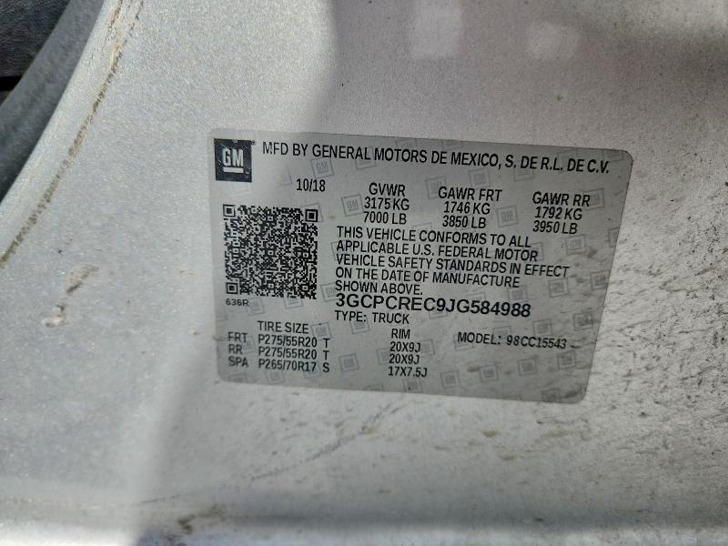 60774266 :رقم المزاد ، 3GCPCREC9JG584988 vin ، 2018 Chevrolet Silverado مزاد بيع