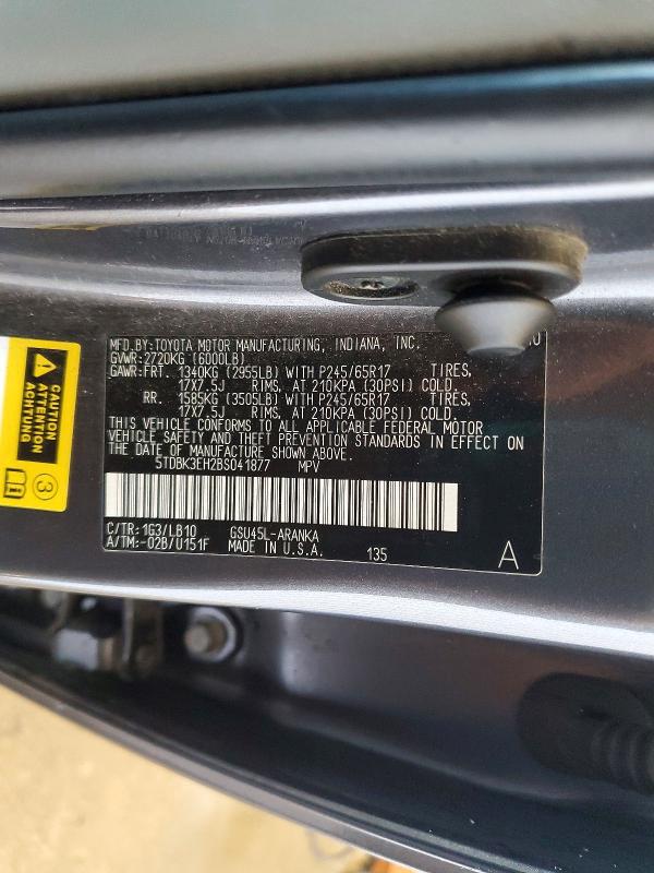 Aukcja sprzedaży 2011 Toyota Highlander, vin: 5TDBK3EH2BS041877, numer aukcji: 63130966