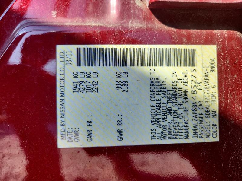Продаж на аукціоні авто 2011 Nissan Altima, vin: 1N4AL2AP8BN485275, номер лоту: 61941736