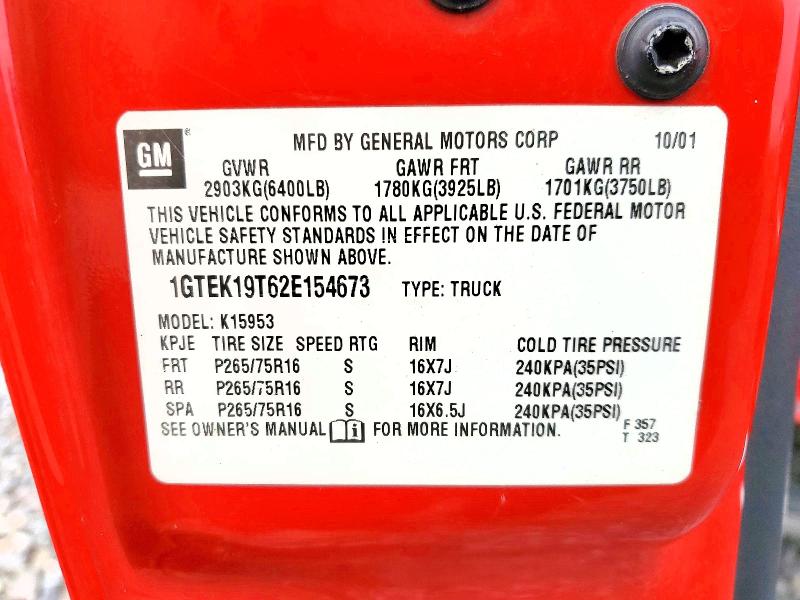 Продаж на аукціоні авто 2002 Gmc New Sierra, vin: 1GTEK19T62E154673, номер лоту: 62489936