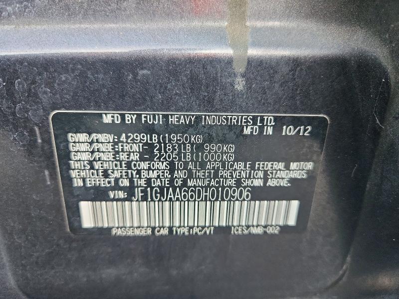 Aukcja sprzedaży 2013 Subaru Impreza, vin: JF1GJAA66DH010906, numer aukcji: 62726456