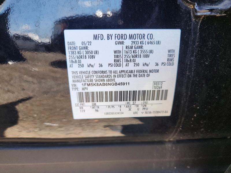 Aukcja sprzedaży 2022 Ford Explorer, vin: 1FM5K8AB6NGB45911, numer aukcji: 82476285